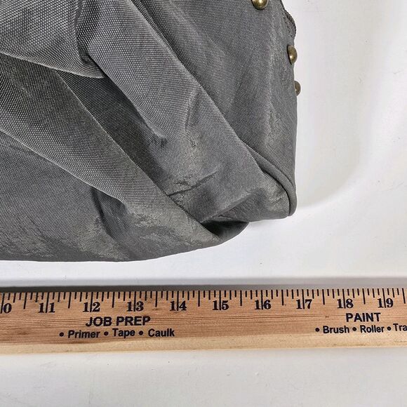 Baggallini‎ Valencia Shoulder Bag Nylon Gray Turnlock Studs Tote Travel - Picture 16 of 16